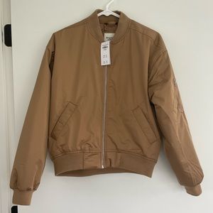 NWT Abercrombie & Fitch Brown Tan Bomber Jacket XXS